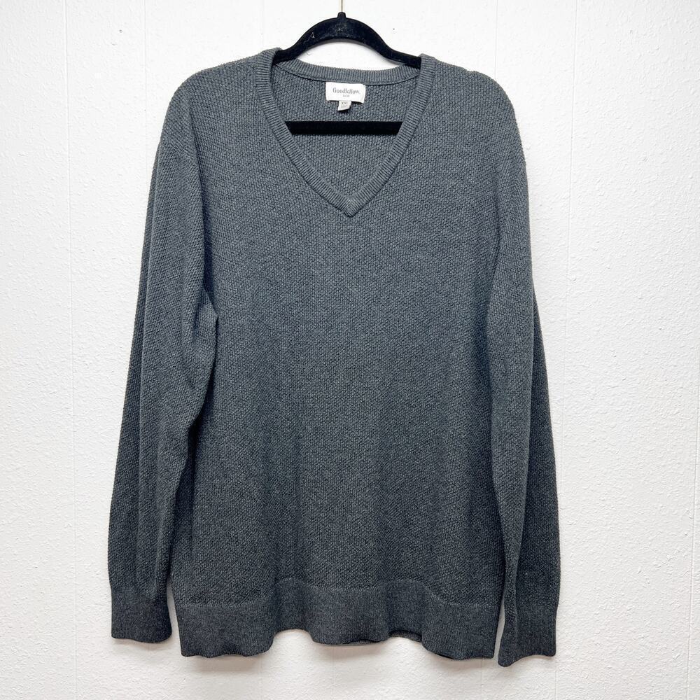 Goodfellow Men's V-Neck Gray Sweater XXL Cotton Wool Workwear Old Money Preppy